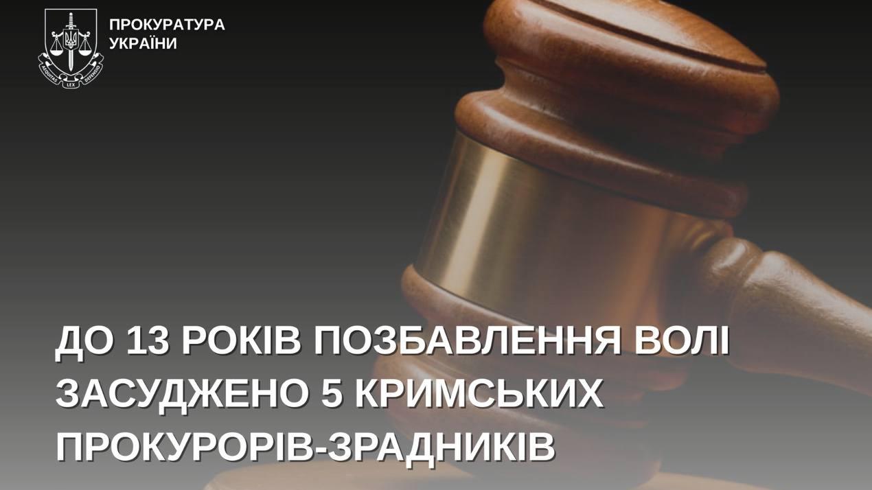 5 експрокурорів з окупованого півострова засуджено до 13 років позбавлення волі з конфіскацією майна