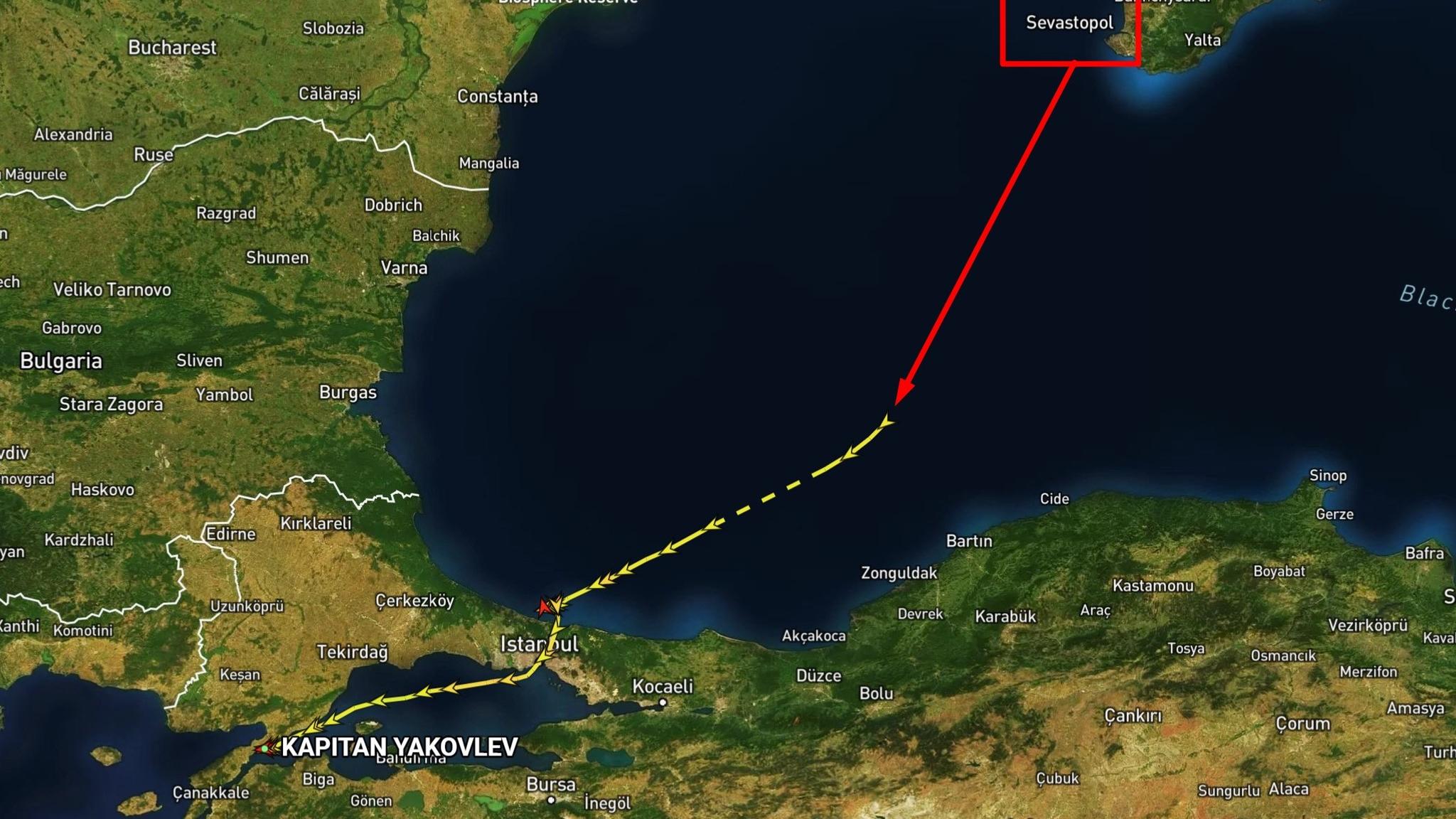 Російський суховантаж везе понад 4 тисячі тонн зерна із окупованого Севастополя до Північного Кіпру