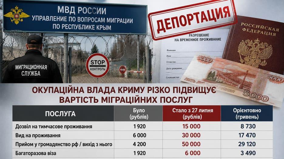 Окупаційна влада Криму посилює міграційний контроль і різко підвищує вартість адміністративних послуг