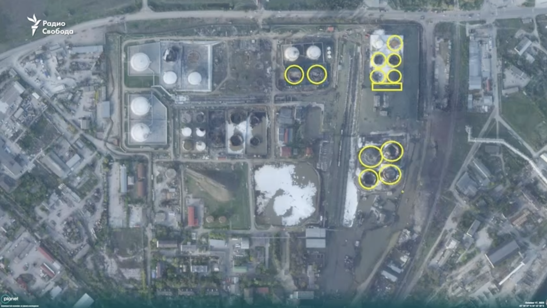11 нафтових резервуарів знищено, в окупованій Феодосії